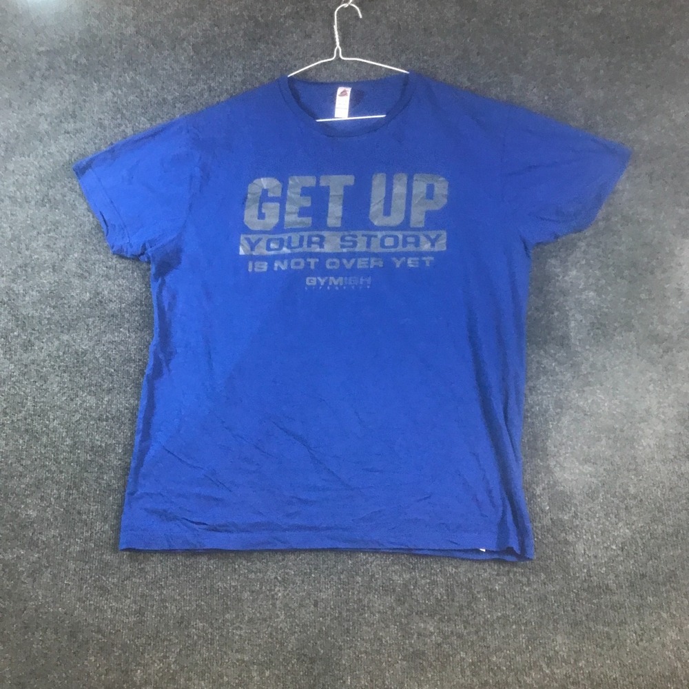 Smart Blanks T Shirt Men L Blue Cotton Get Up Your Story Is Not Over Yet Workout